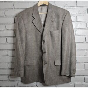 Patrick James Men's Suit Jacket Blazer Sport Coat Wool Linen Silk Tan Size 44R